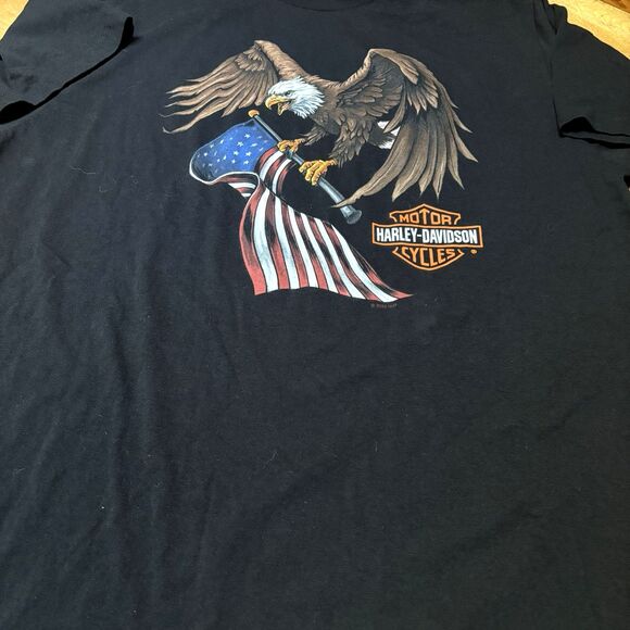 Harley Davidson T shirt Men 2XL Eagle USA Flag Huntington Beach Made in USA 2025 - Picture 2 of 12